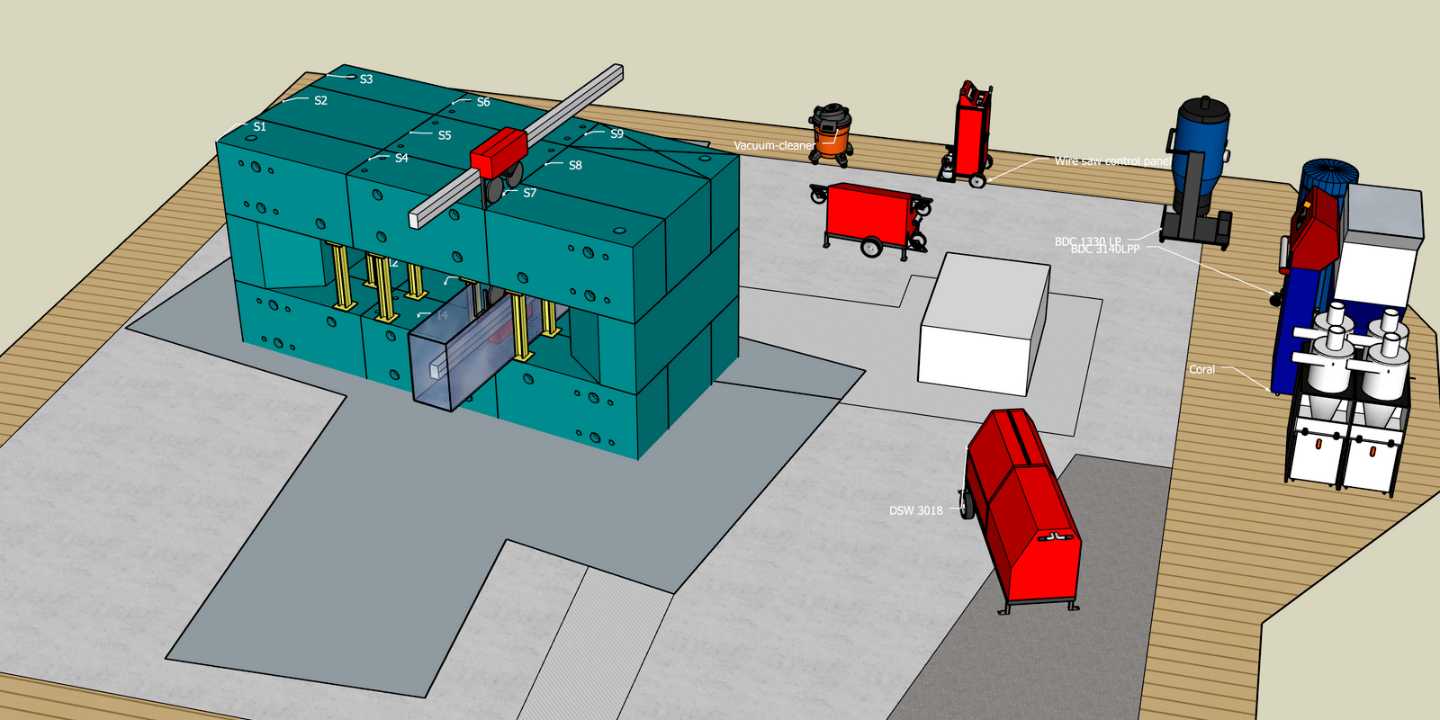 Plan de découpe cyclotron CGR à Fleurus 