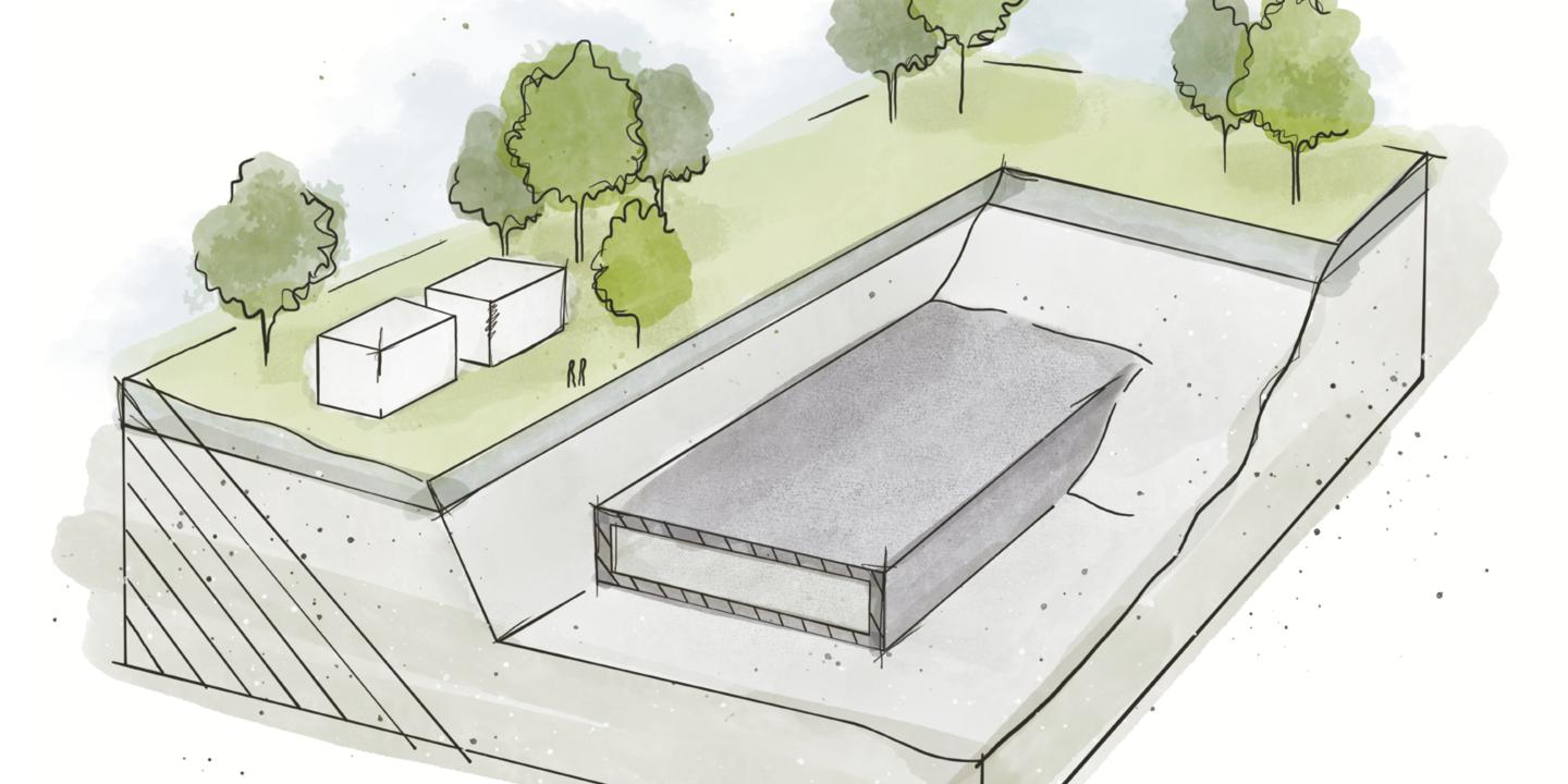Belgian concept for near-surface disposal of radiiferous radioactive waste.